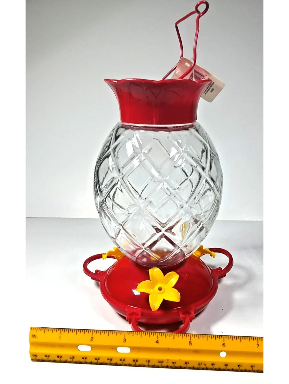 Royal Wing Glass Hummingbird feeder Lantern Shape Red Yellow Adjustable Perches